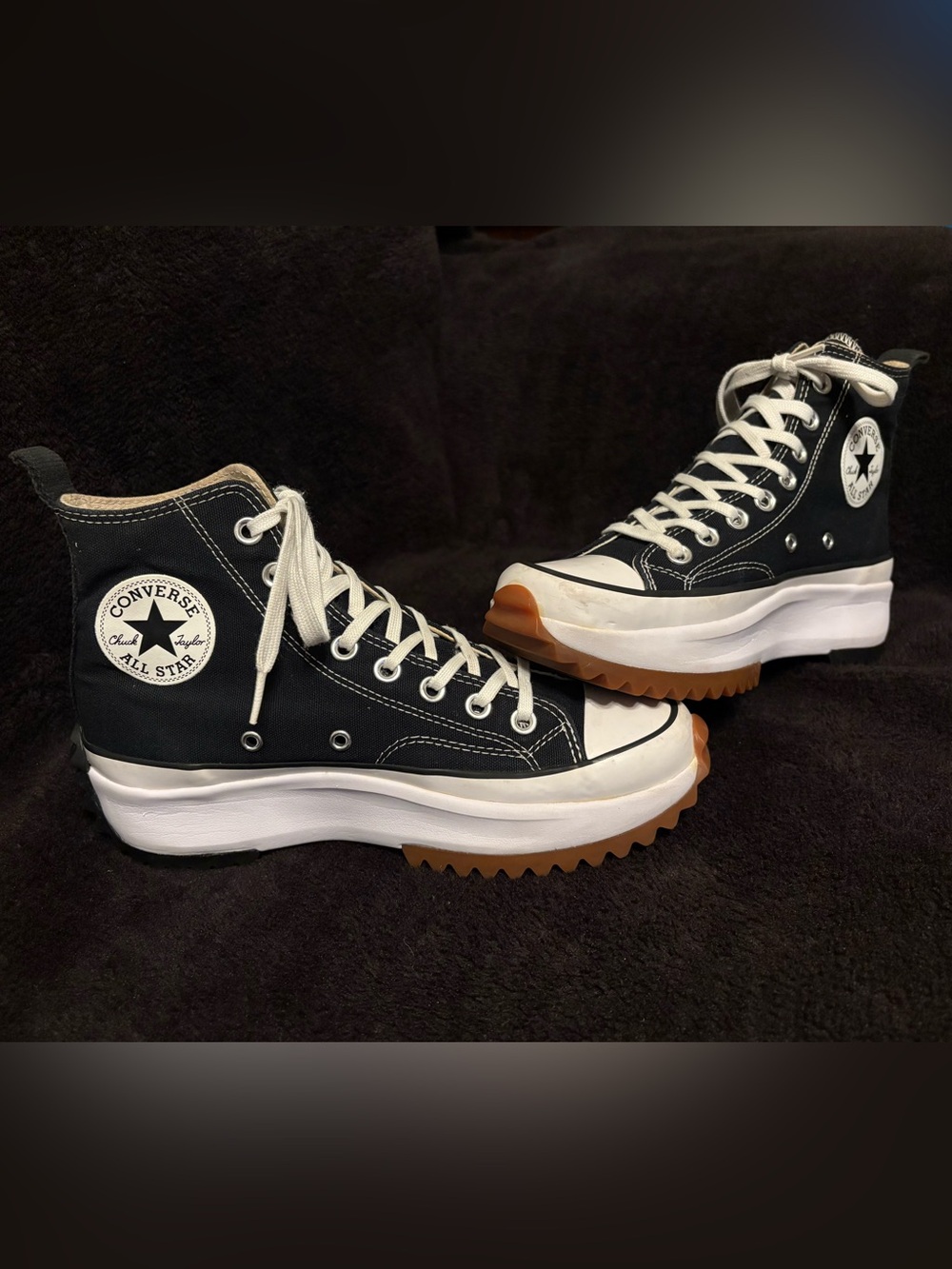 Converse Run Star Hike High Platform Black Canvas Sneakers Shoes Womens 8 EUC
